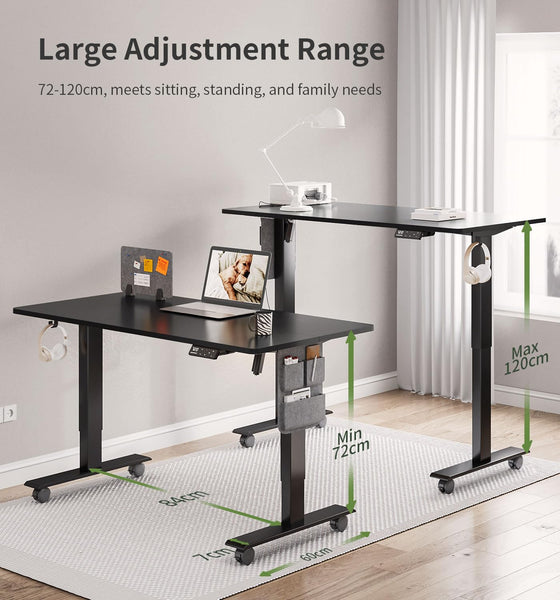 MAIDeSITe Height Adjustable Standing Desk Electric Standing Desk Sit Stand Desk Stand Up Desk with Cable Tray 120 * 60cm Desktop for Home Office