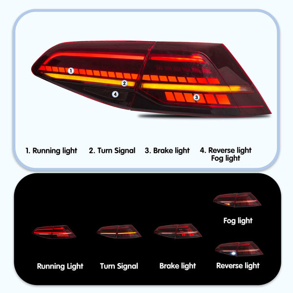 VLAND Headlights Compatible with Golf 7 MK7 TDI TSI 2013-2017, Front Lights with Sequential Indicator, Red Line Headlamps