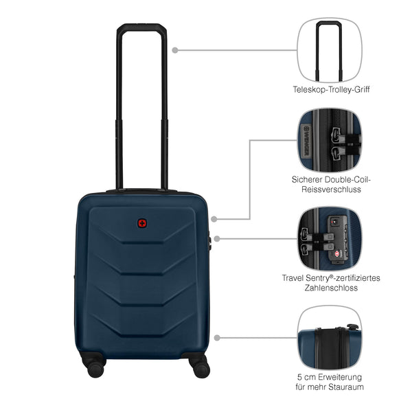 Wenger Prymo Medium hardside case with 4 Wheels, mid-Sized, 59 (67) L, Hardshell, Security Lock, for Men and Women, Travel or Vacation, Black, 612537