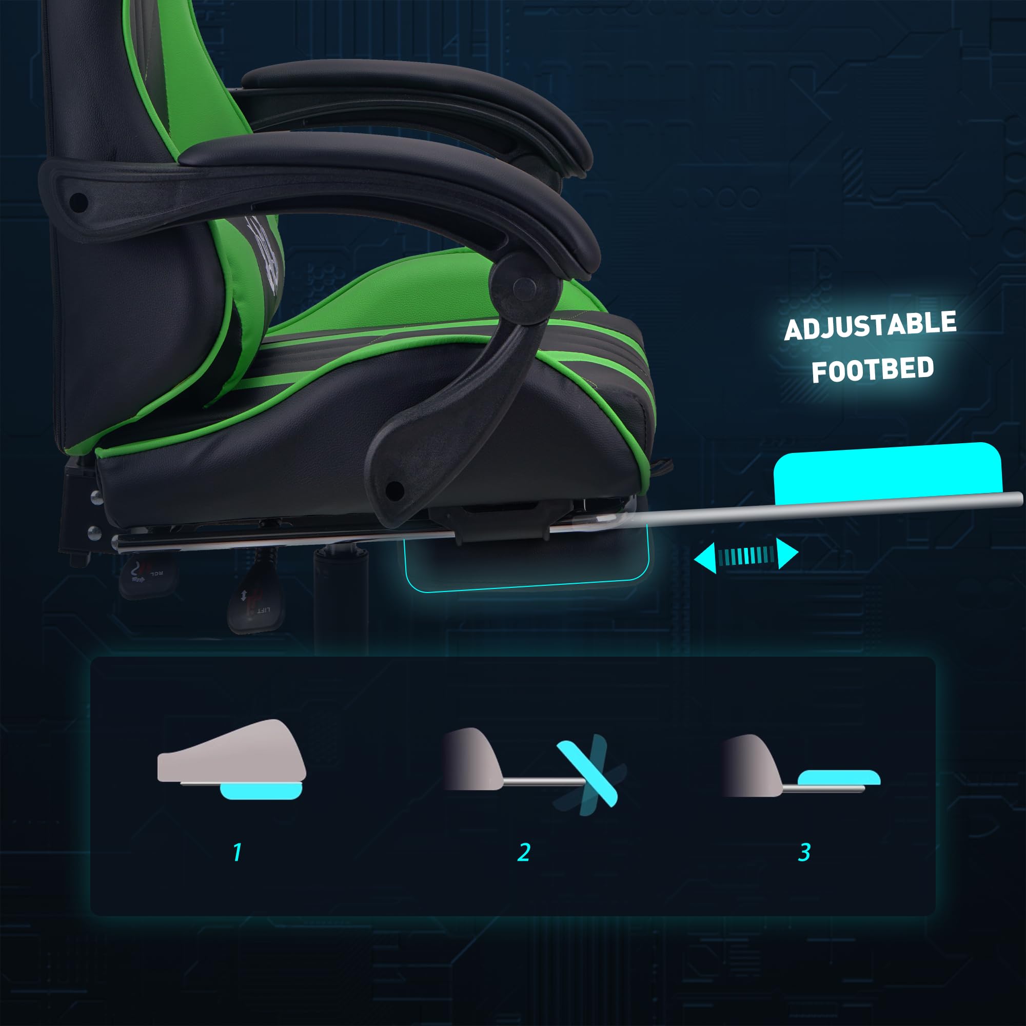 Play haha.Ergonomic reclining seat with footrest adjustable headrest and lumbar cushion high back support padded armrests PU leather finish for gaming home or office use