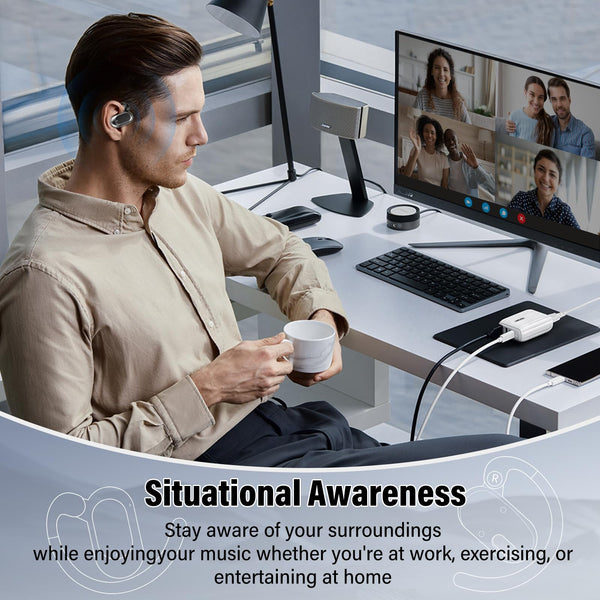 STECEi Open Ear Headphones, Bluetooth 5.4 Wireless Earbuds with Adjustable Ear Hooks, Powerful Sound, Air Conduction Earbuds with Mic, 36H playtime, Ultra-Comfort, IPX7 Waterproof Sports Earphones