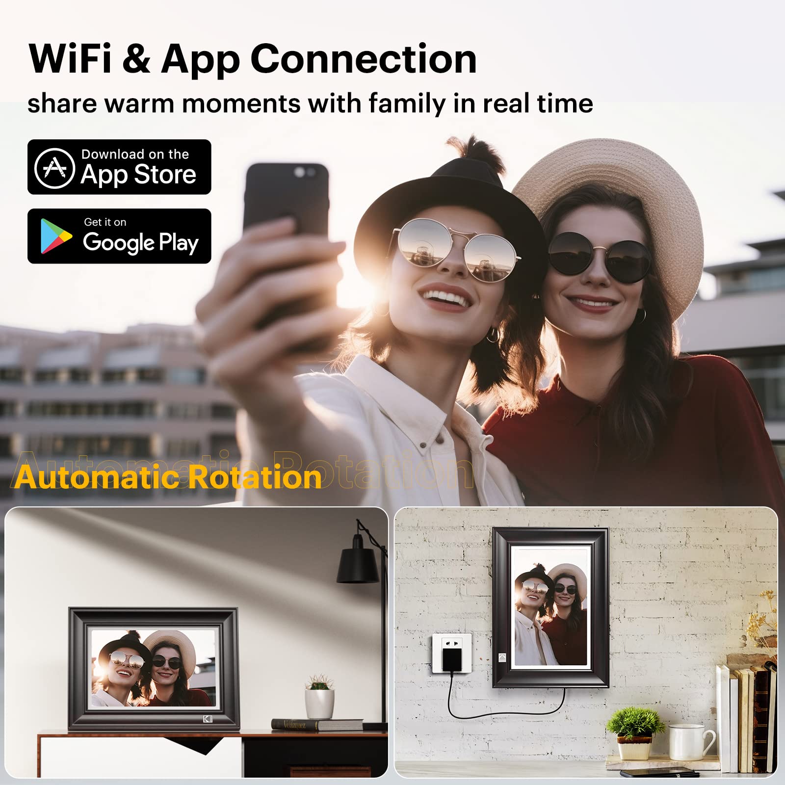 KODAK Digital Photo Frame WiFi Digital Picture Frame 10.1 Inches, FHD 1920*1200 IPS Touchscreen, Wooden Smart Electronic Frame with 32GB Memory, Easy to Share Photo, Video via APP with Your Loved Ones