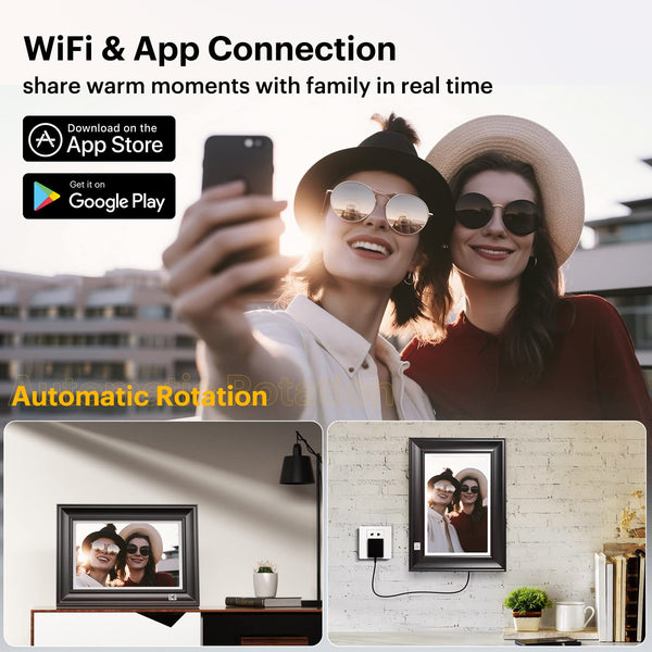 KODAK Digital Photo Frame WiFi Digital Picture Frame 10.1 Inches, FHD 1920*1200 IPS Touchscreen, Wooden Smart Electronic Frame with 32GB Memory, Easy to Share Photo, Video via APP with Your Loved Ones