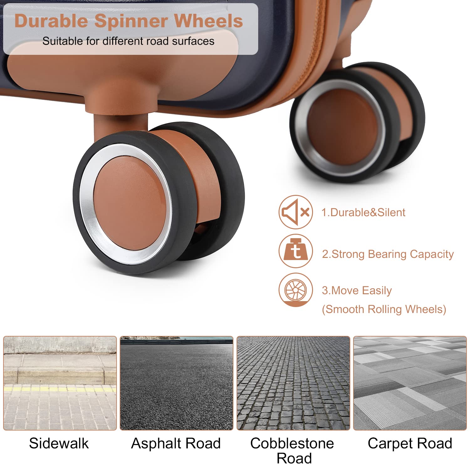 British Traveller 24" Medium Suitcase Lightweight Polypropylene Hard Shell Luggage Hold Check in Suitcase with 4 Wheels and Built-in TSA Lock(Navy, 66cm 60L)