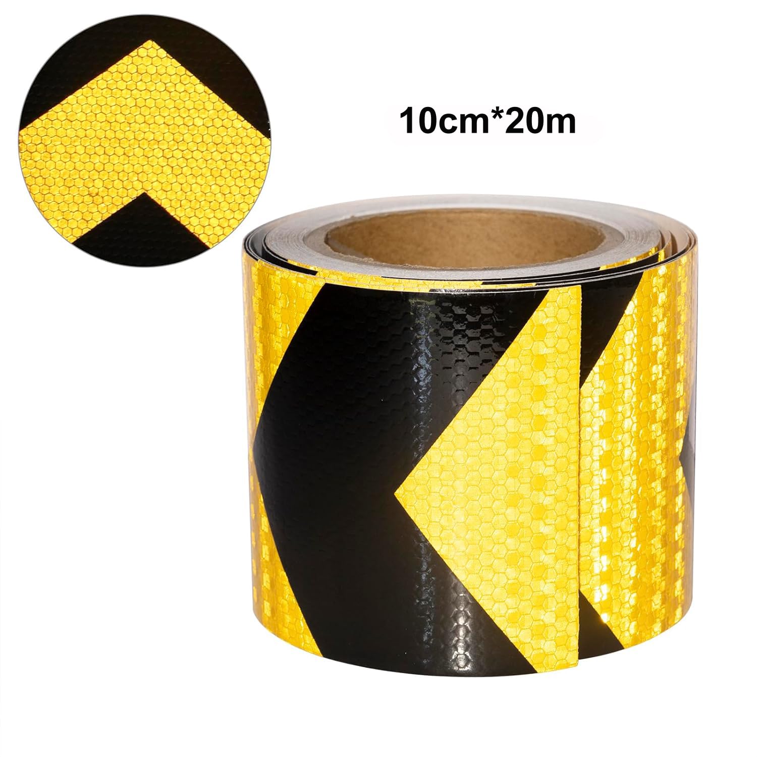 XFXIA Reflective Tape - Yellow & Black, 10cm x 20m, Waterproof, Self-Adhesive Warning Tape for Vehicles, Cars, Trailers, Outdoors