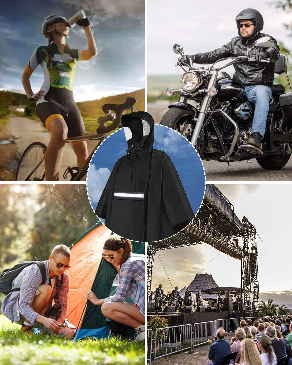 Victoper Waterproof Poncho Adult, Reusable Rain Poncho Adult Waterproof Poncho Waterproof Adult Lightweight Waterproof Raincoat for Outdoor Hiking Camping Cycling Traveling