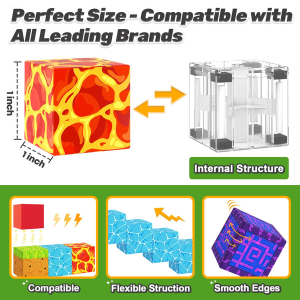 Magnetic Blocks - Build Mine Magnet World Magic Portal Set, Magnetic Tiles Building Blocks Toddler Toy STEM Sensory Outdoor Toys for 3+ Year Old Boys & Girls, Creative Kids Games Kids Toys