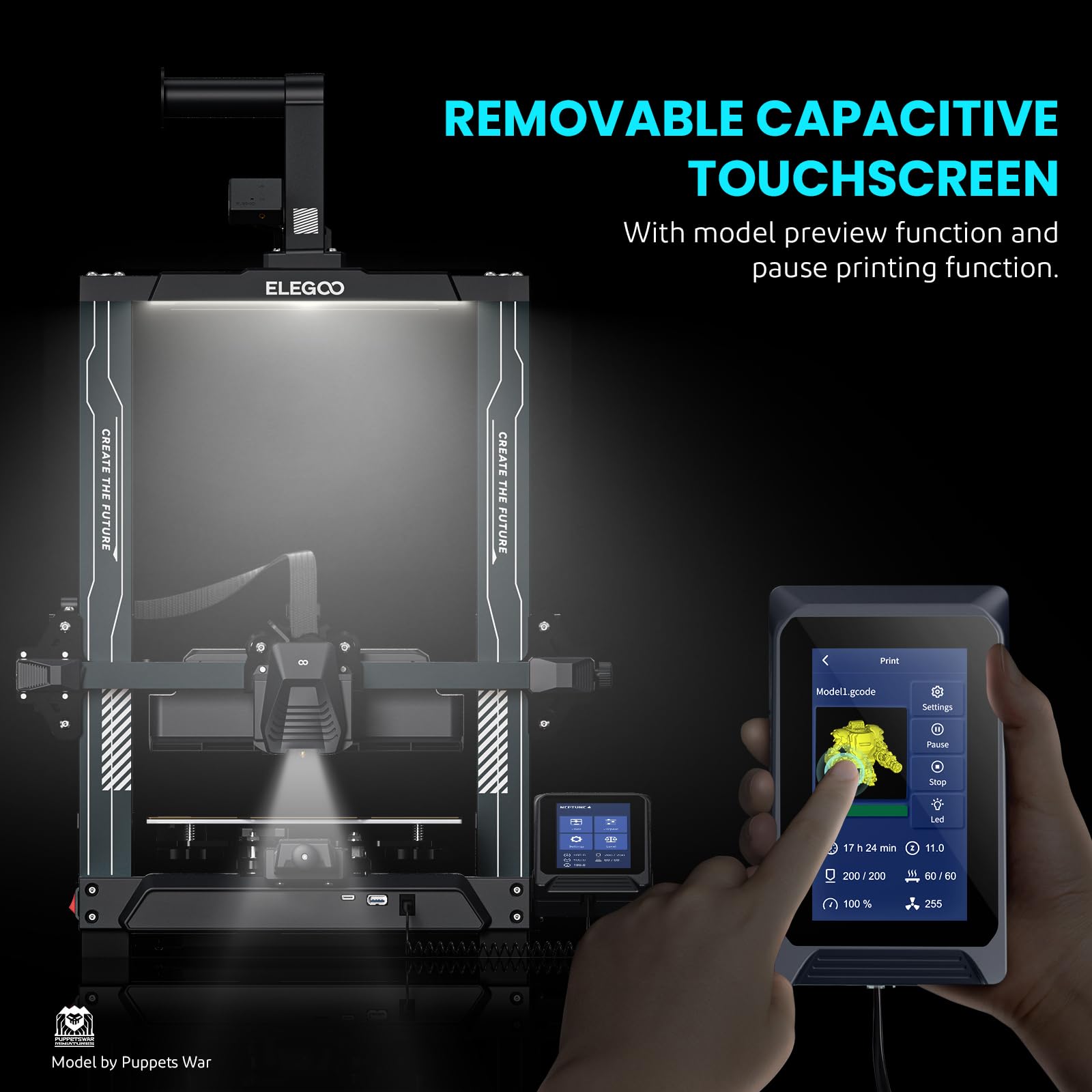 ELEGOO Neptune 4 3D Printer, 500mm/s High-Speed Fast FDM Printer with Klipper Firmware, Auto Leveling and Direct Extruder, Easy Assembly for Beginners, 225x225x265mm Printing Size