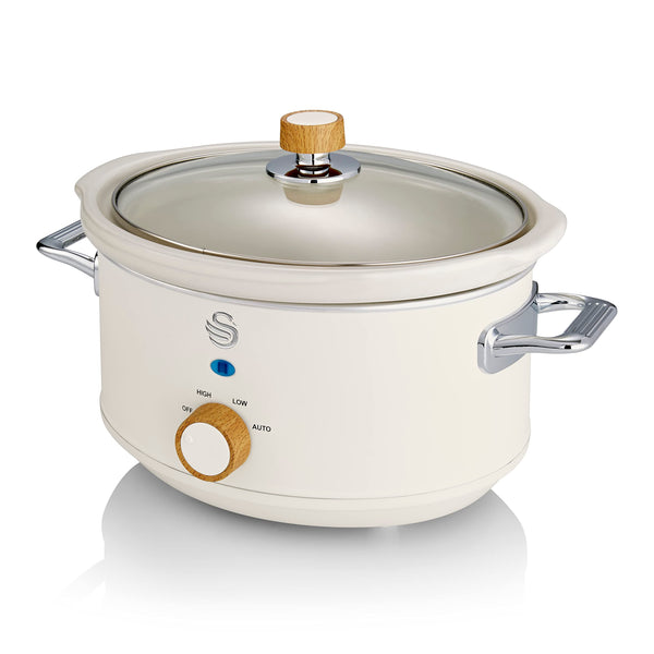 Swan SF17021GRYN Nordic Slow Cooker with 3 Temperature Settings, Keep Warm Function, 3.5L, 200W, Matte Grey