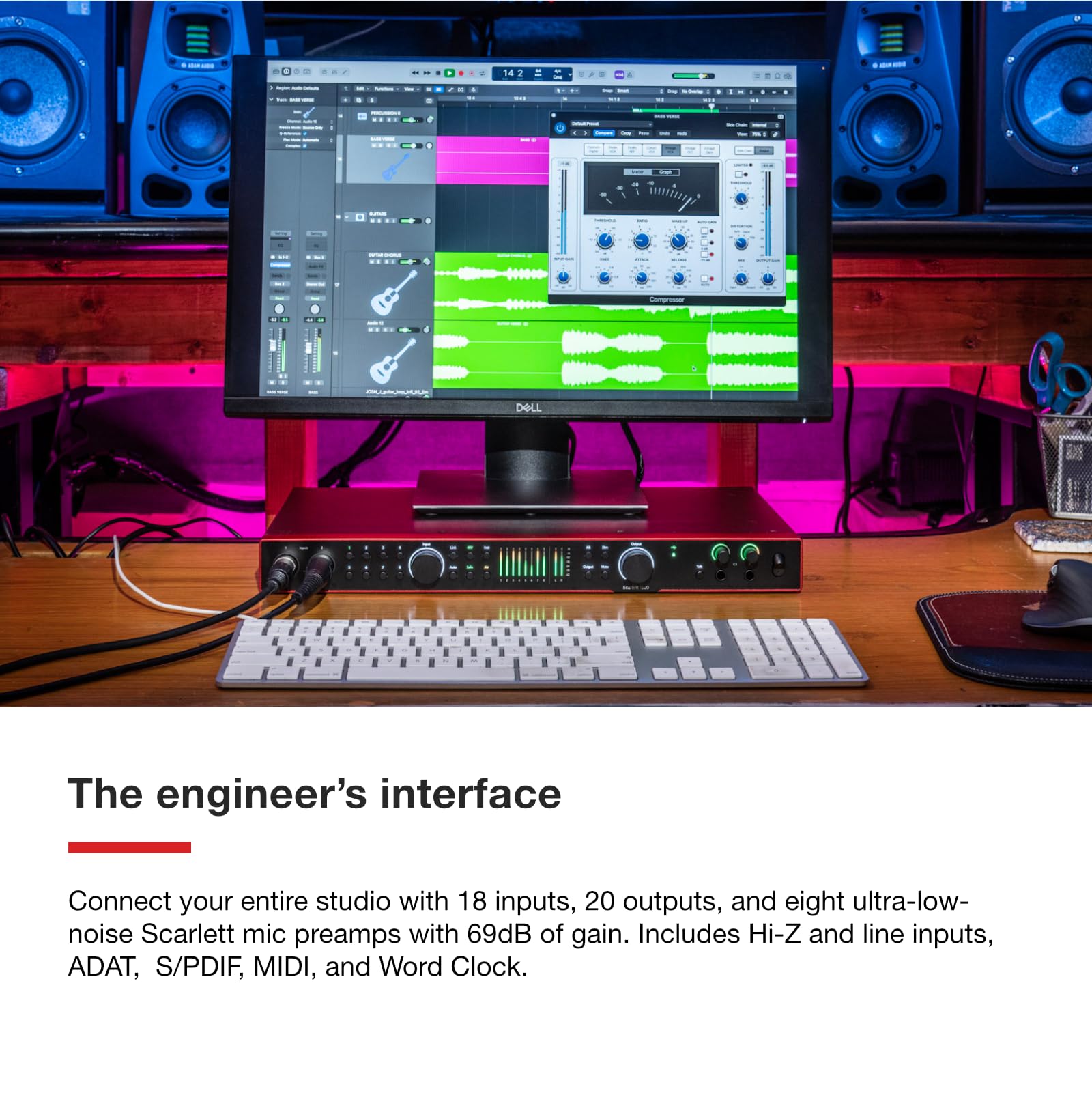 Focusrite Scarlett 2i2 4th Gen USB Audio Interface for Recording, Songwriting, Streaming and Podcasting — High-Fidelity, Studio Quality Recording, and All the Software You Need to Record