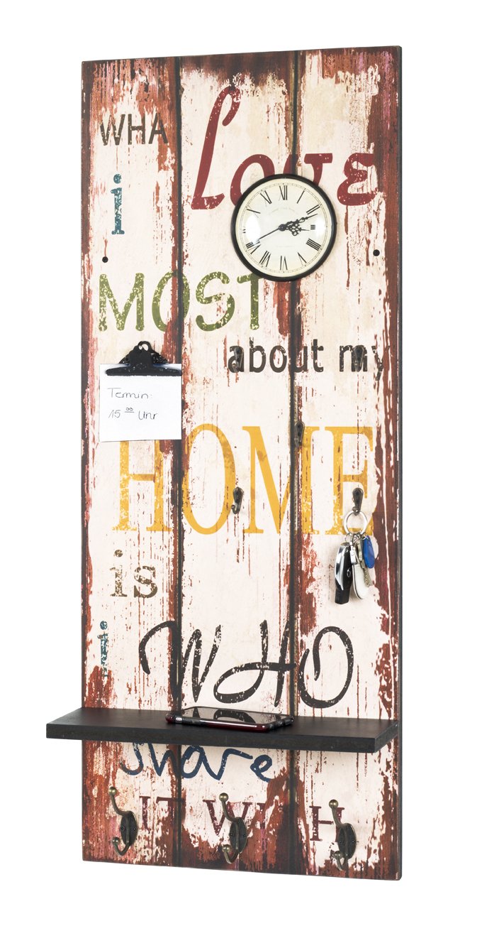 HAKU Mobel Memoboard Motif, Vintage, Mdf, Metal - Size: W 40 cm X H 100 cm X D 14 cm, Style: Industrial