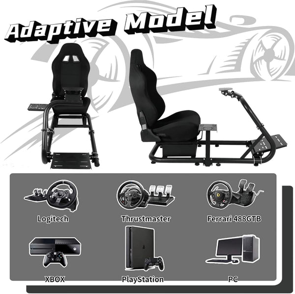 Dardoo Racing Simulator Cockpit with Seat Adjustable Cockpit Simulator Fit for Logitech G923 G29 G920, Thrustmaster Wheels Stabilized Driving Sim Cockpit, Without Wheel, Pedal and Hand Brake