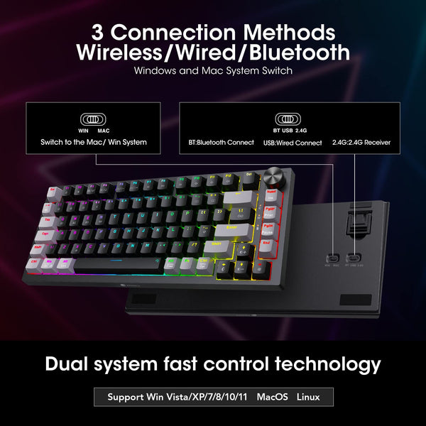 KOORUI Gaming Keyboards, 26 RGB Backlit Mechanical Keyboard Wired 104 Keys Full Size UK Layout with Blue Switch Gamer Keyboards for Windows MacOS Linux