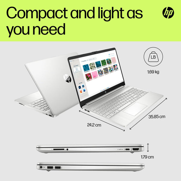 HP 15.6" Laptop | AMD Ryzen 3 7320U Processor | 8 GB RAM | 256 GB SSD | AMD Radeon Graphics | FHD Display | Up to 11hrs 15 mins battery | Win 11 | Dual Speakers | Jet Black | 15-fc0038sa