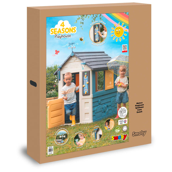 Smoby - 4 Seasons Playhouse for Children includes playful weather activities, Educational outdoor garden house for Kids