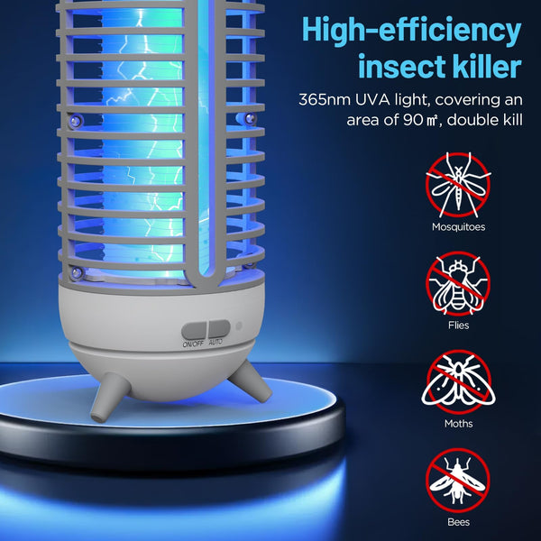Dnenellr Fly Zapper, 3 IN 1 LED UV Mosquito Killer Lamp, 1400V Electric Fly Killer with Light Modes, 360° Silent Bug Zapper for Indoor Use, USB Rechargeable Insect Trap for Bedroom, Kitchen and More