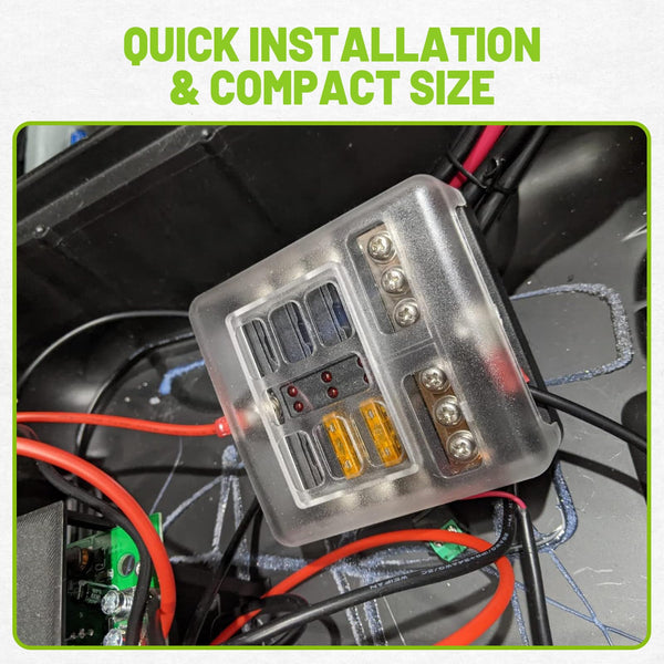 Chelhead 6 Way Boat Fuse Block with LED Indicator 6 Circuit Blade Fuse Blocks 12 Volt Automotive Waterproof with Negative Bus Suitable for 12V/24V Car RV Trailer Truck