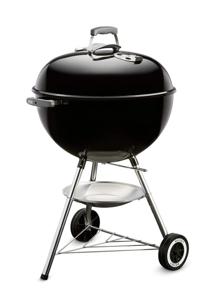 Weber Classic Kettle Charcoal Grill, Ø 57cm Grill Area, BBQ Grill with Porcelain-Enamelled Lid & Bowl, Lid Thermometer, Tripod Stand & Wheels, Chromed Grill Grate - Black (1341504)