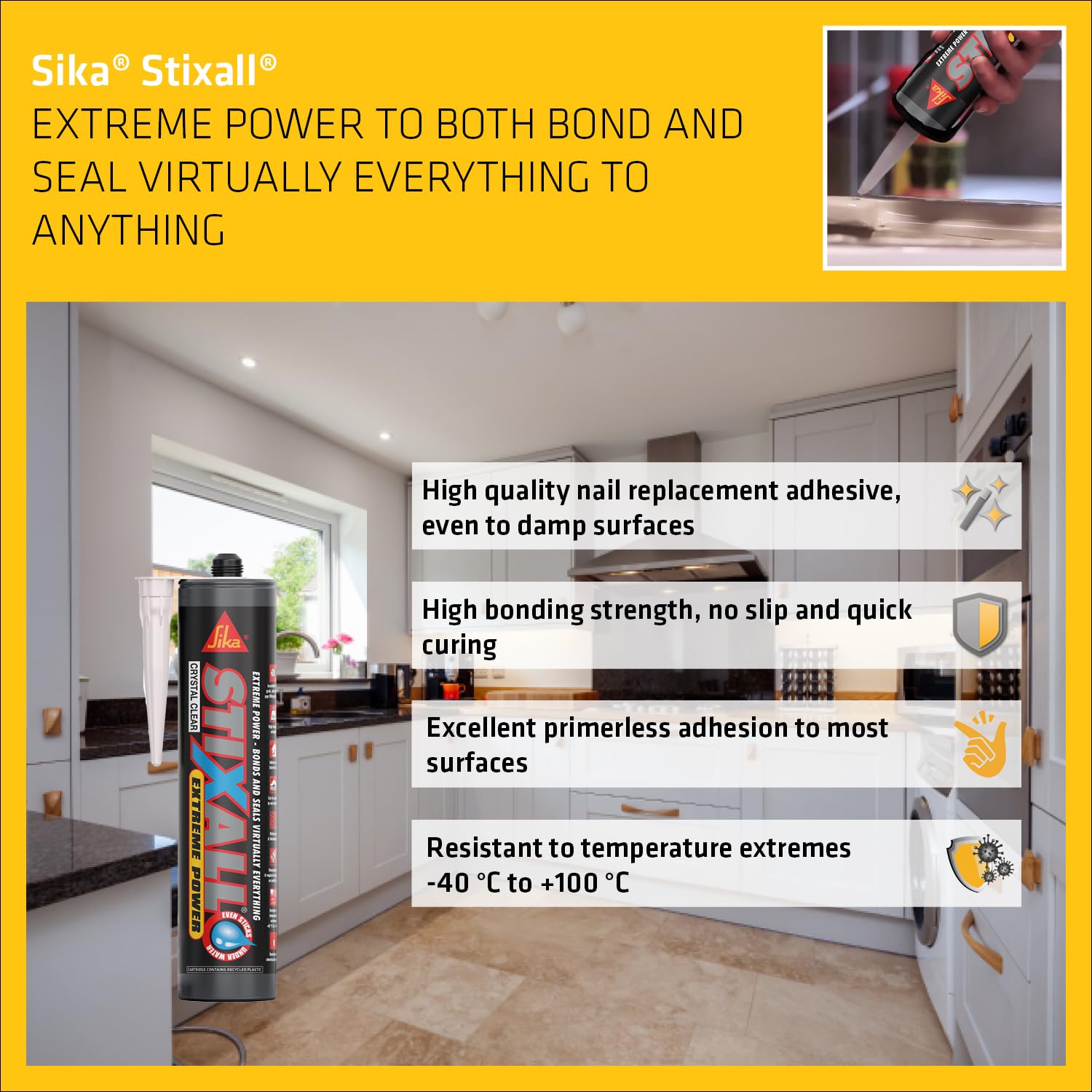 Sika Stixall – Extreme Power Sealant And Adhesive – Waterproof – Crystal Clear – 290ml