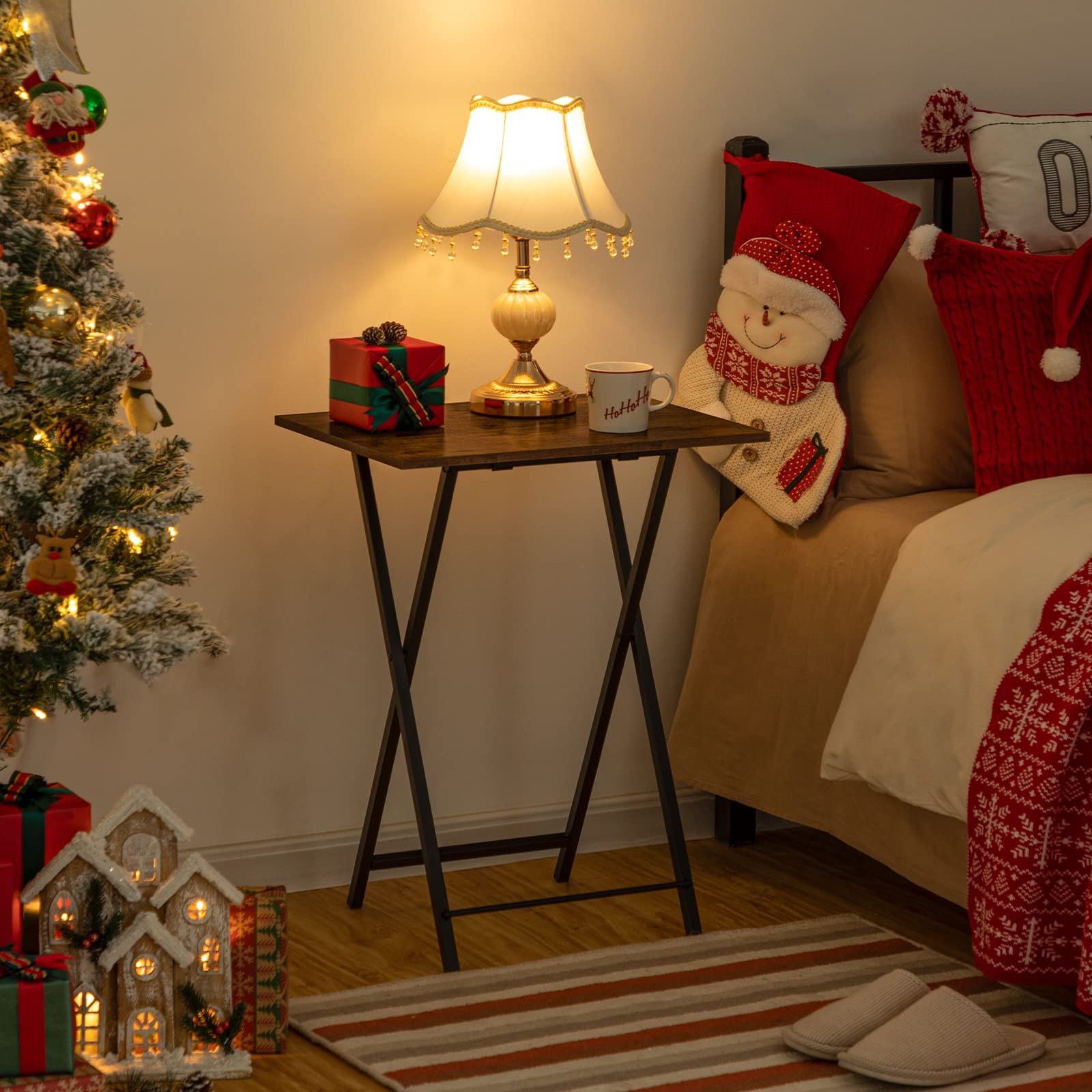 HOOBRO Side Table 2 Set, Folding Tables, TV Tray Table, Snack Table for Eating, Small Sofa End Laptop Drinks Coffee Table for Small Space, Living