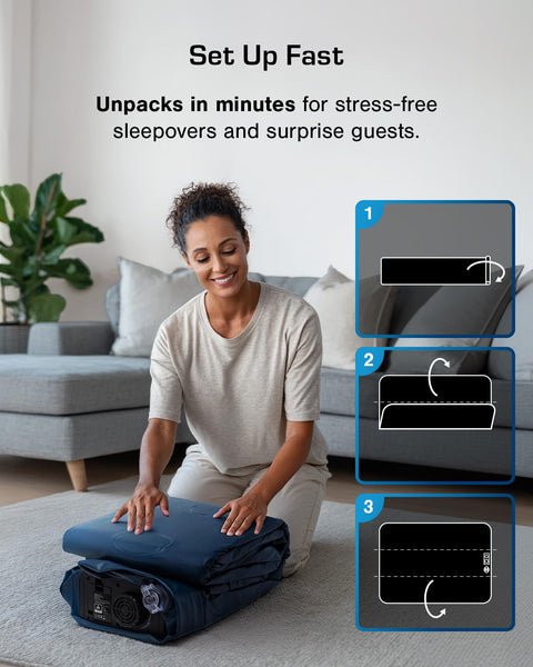 Active Era Premium Single Inflatable Mattress | Airbed for Home with Built-In Pump | 3 Min Self Inflating Blow Up Bed | Flocked Surface & Puncture Resistant Air Bed for Guests & Camping 187x99x53cm