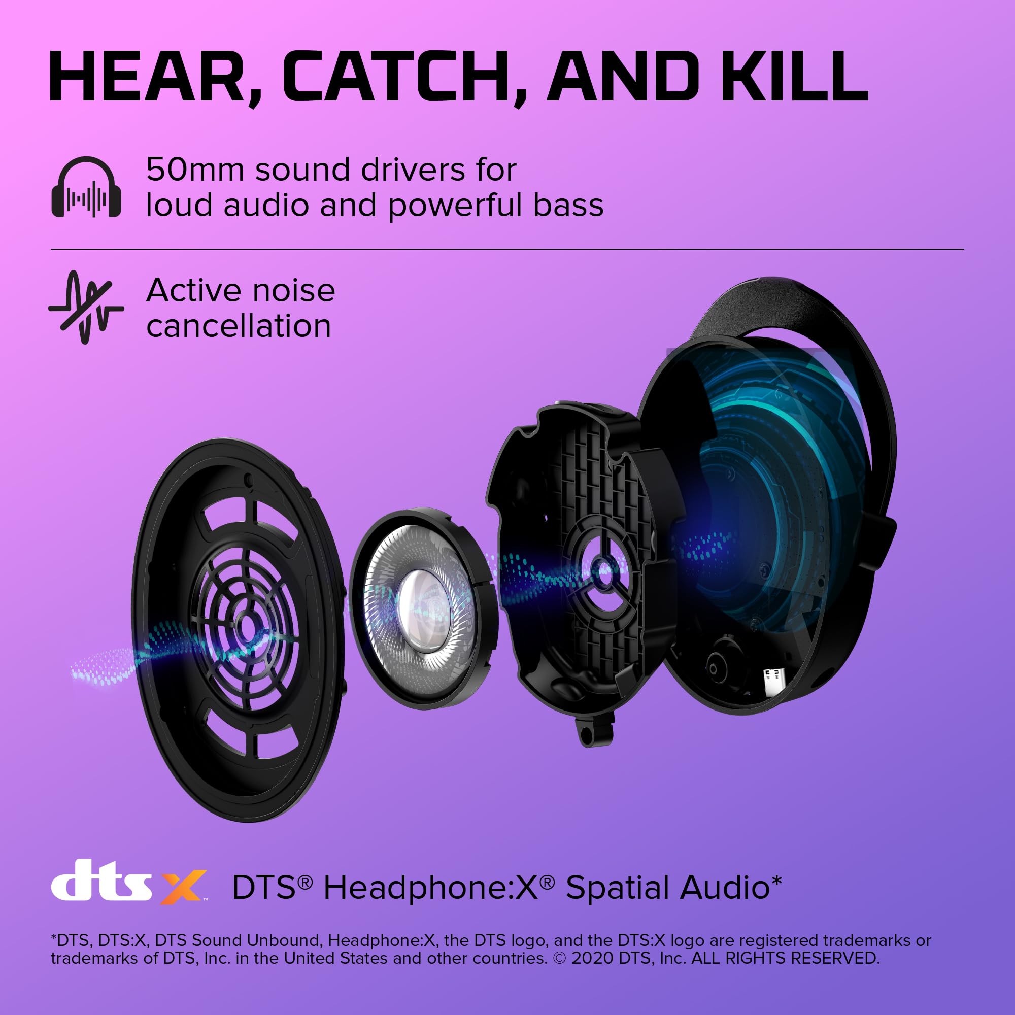 HYPERX 519T1AA Cloud Stinger 2 – Lightweight over-ear headset with mic, Swivel-to-mute function, 50mm drivers, PC Compatible, Black