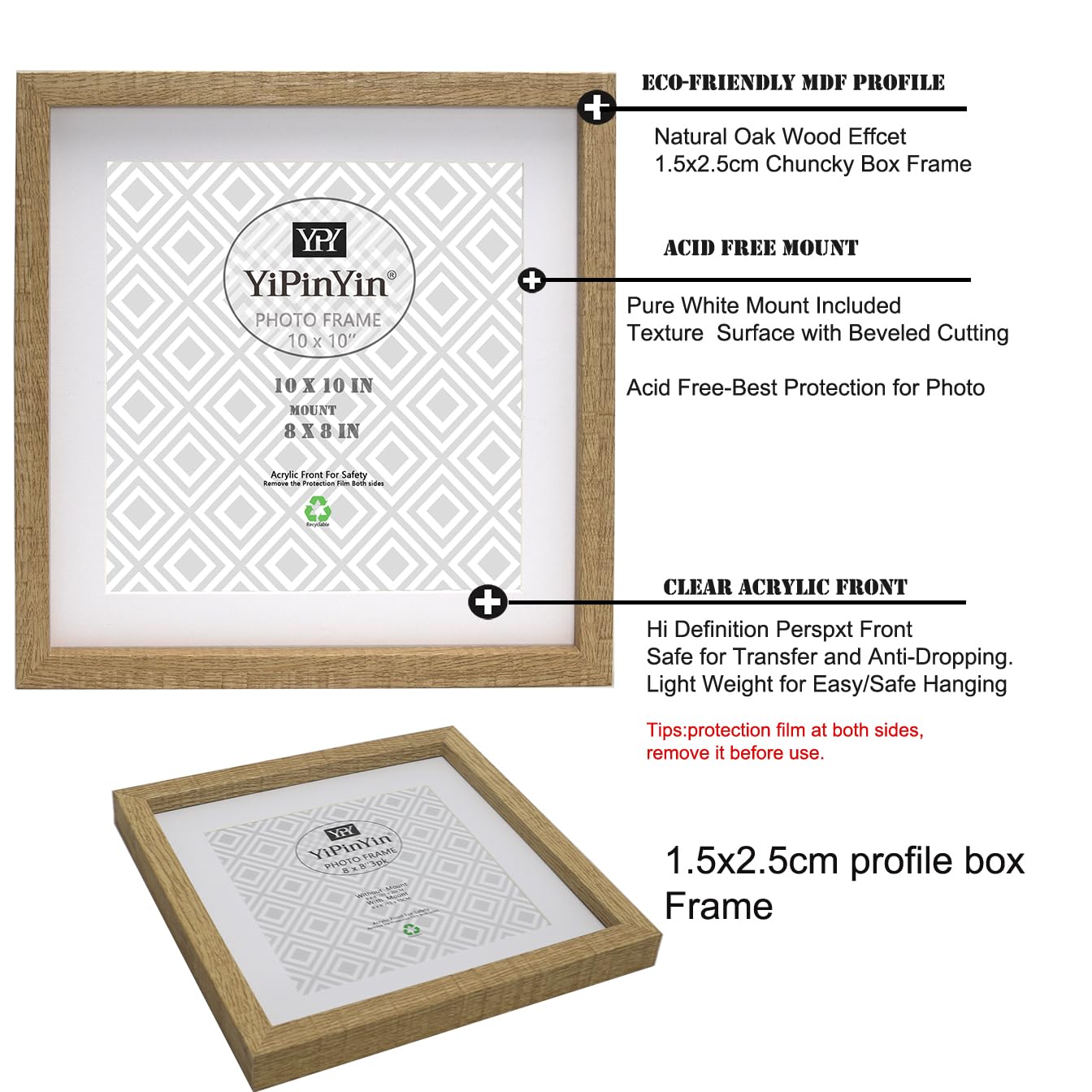 Black 50x70cm Boxed Picture Frames Set of 3 with Mounts for 40x60cm, 70x50cm poster frame with Acid Free mount for 40x60cm photo (Black 3Pack)