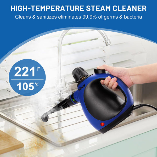 Klona Portable Steam Cleaner, Hand Held steamers for cleaning house, Home Multi Purpose - 10-Piece Accessory Kit for Sofa, Carpets, Upholstery