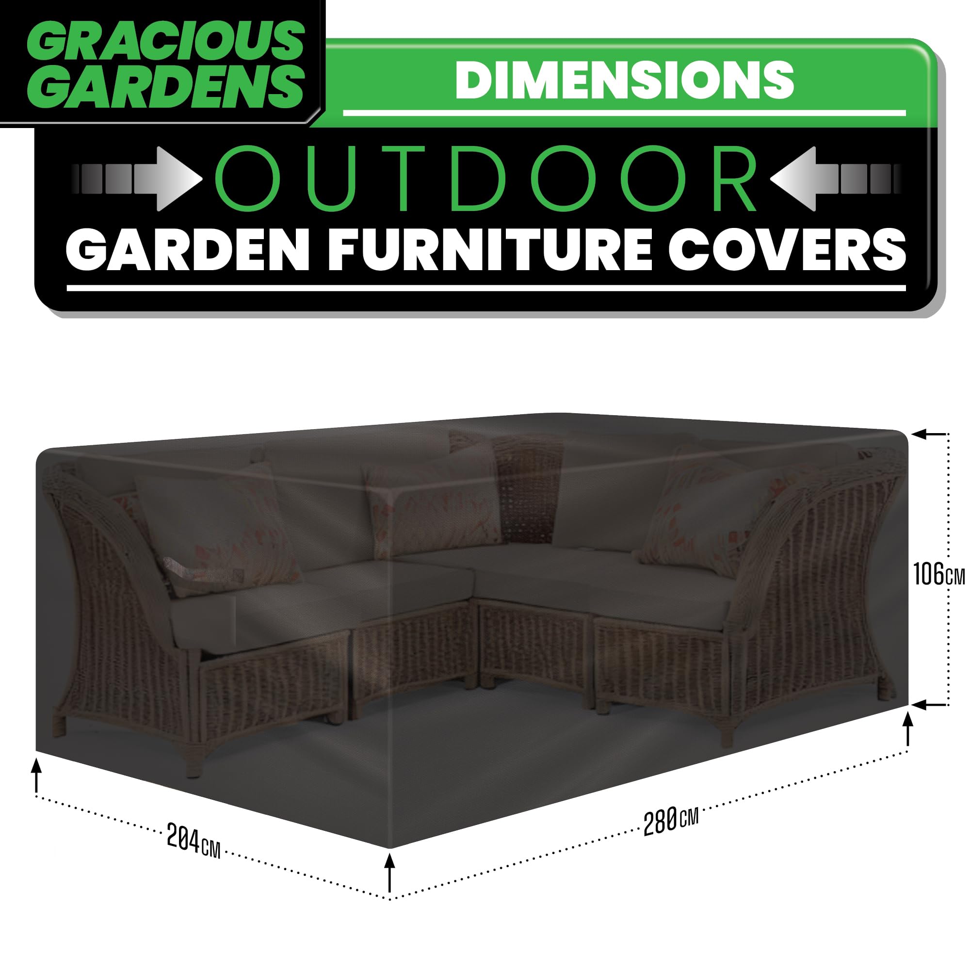 Gracious Gardens Rectangular Garden Furniture Covers Waterproof 280x204x106cm, Oxford Fabric Outdoor Table, Patio & Rattan Garden Furniture Covers,