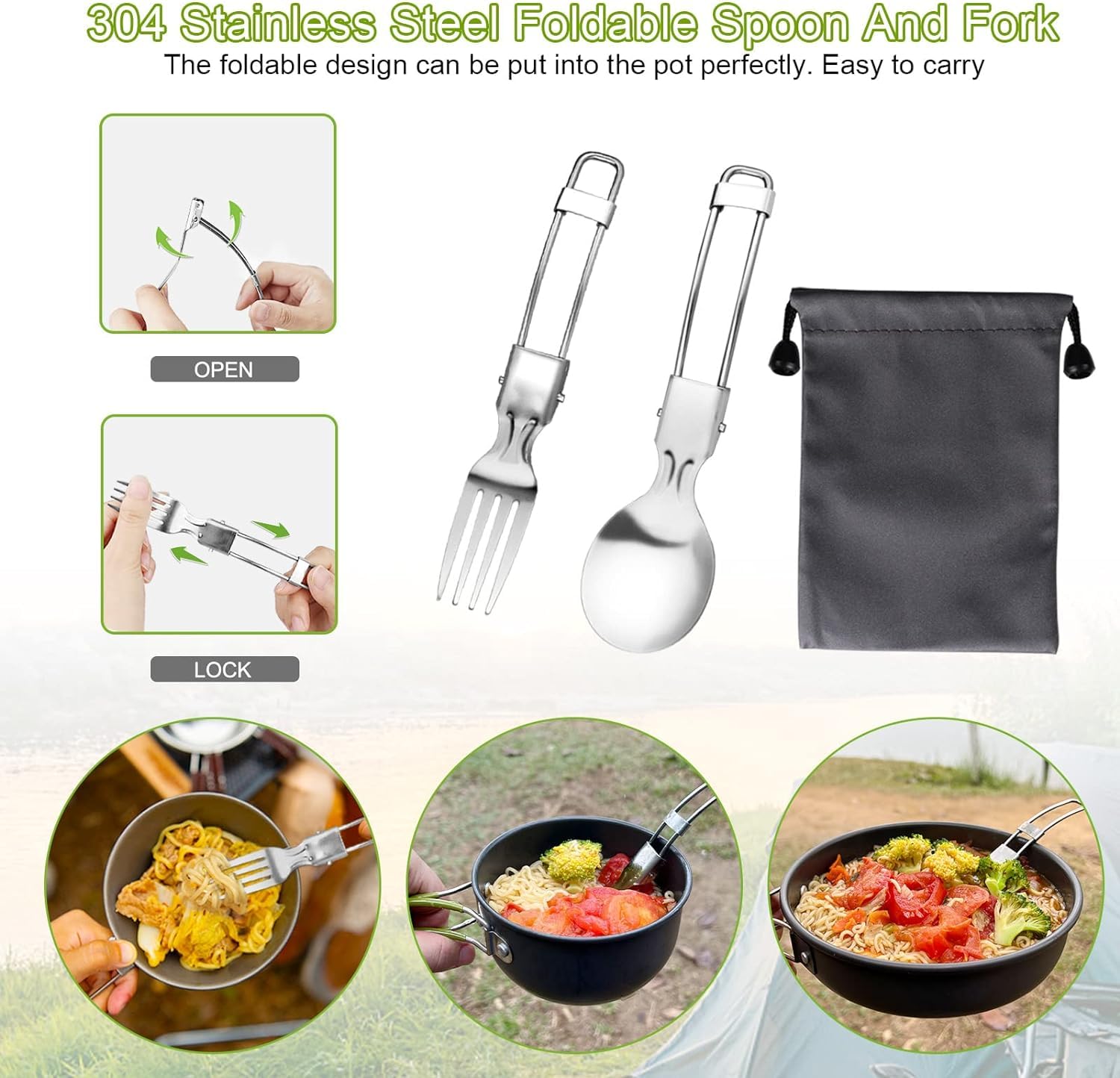 AUTOPkio Camping Cooking Set, Outdoor Camping Pans Pots and Stove - Non Stick Folding Cookware Kit for BBQ Picnic Hiking Backpacking Travel 1-2 Person Use