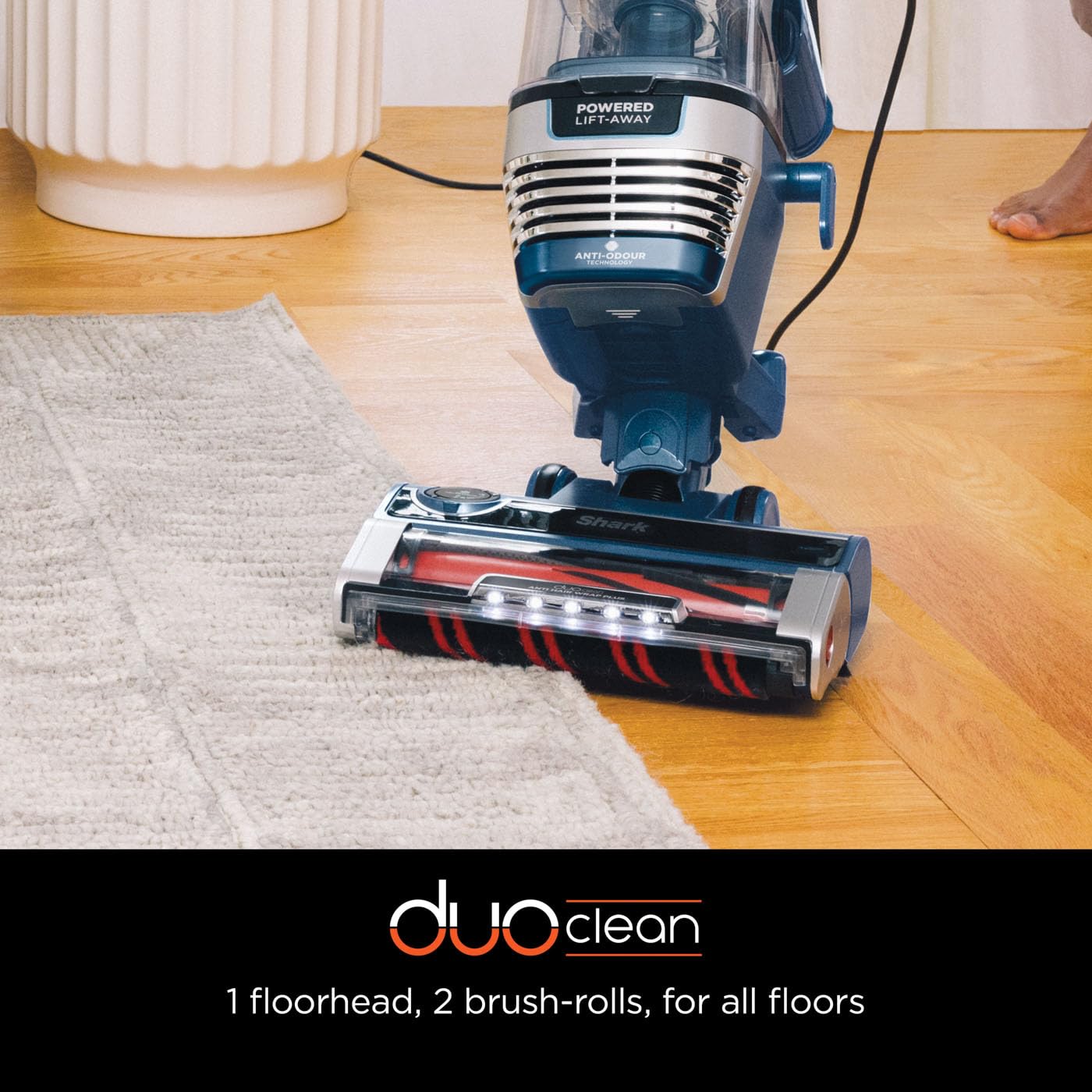 Shark PowerDetect Corded Upright Vacuum Cleaner, DuoClean Detect, Reverse Clean, Anti Hair Wrap Plus, Anti-Allergen, 8m Cord, 1.3L, Dusting Brush, Pet, Crevice, Multi Surface Tools & Bag, AZ3900UKTBK