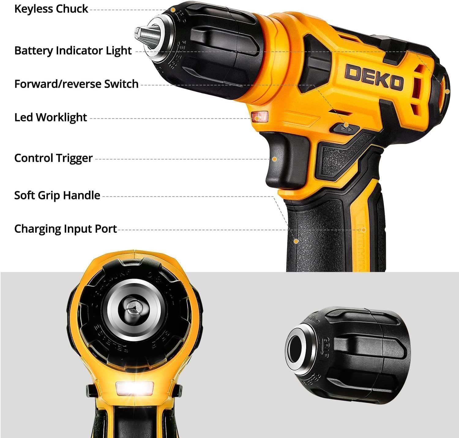 Tool Kit: DEKO Drill Set with Cordless Drill, Tool Kit Set Box, DIY Hand Tools for Men and Home, with 8V Electric Drills Blue,126 Pieces