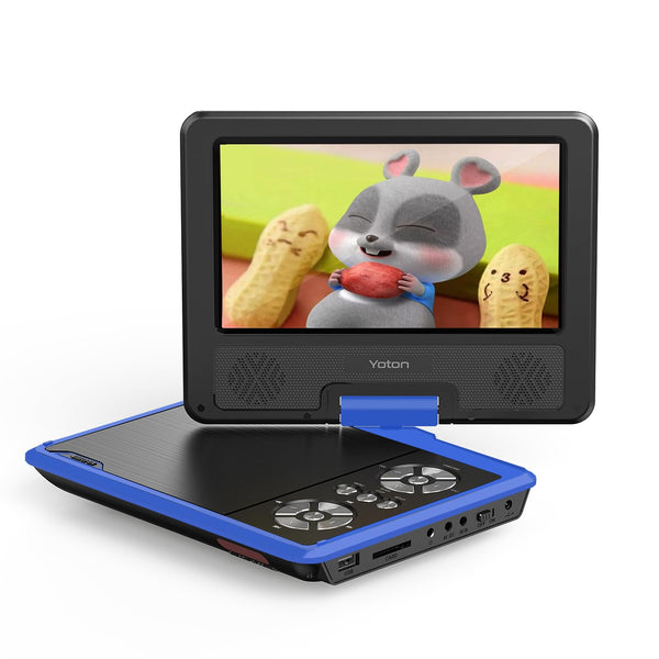 9.5" Portable DVD Player with 7.5" HD Swivel Screen for Car and Kids, 4-6 Hours Working time with Built-in Battery, Headphone/AV-IN/AV-OUT/USB/SD Card [Not Support Blu-ray]