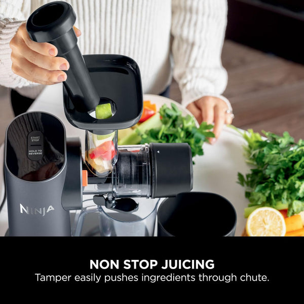 Ninja Cold Press Juicer Machine with 700ml Jug & 1.1L Pulp Container, Make Fresh Juices, Drinks & Wellness Shots, Compact, Dishwasher Safe & Removeable Parts, Grey JC151UK