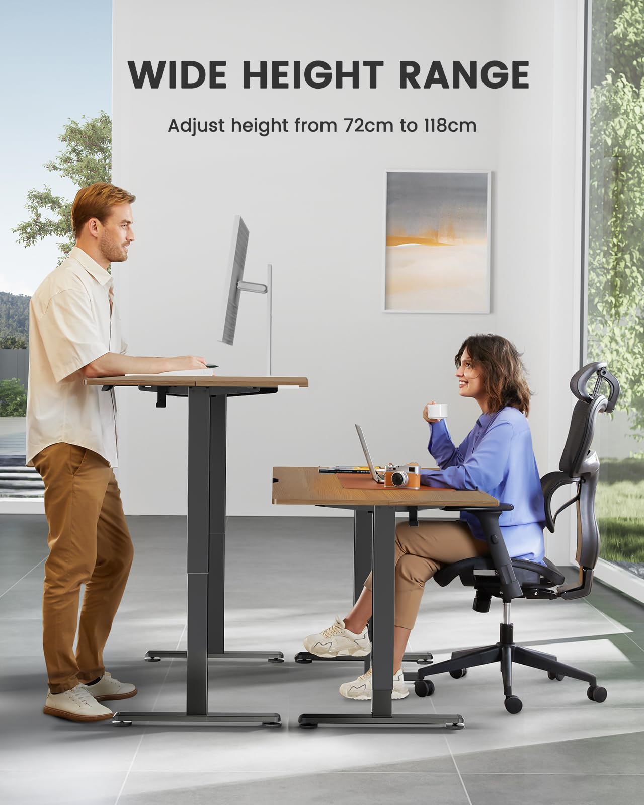 ErGear Electric Standing Desk Height Adjustable 120 x 60cm, Sit Stand Desk with 4 Memory Smart Pannel for Home Office with Splice Board