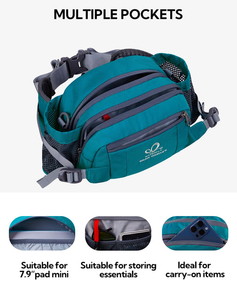 Waterfly Hiking Waist Pack Bum Bag Waist Bag with Bottle Holder Running Bag for Camping Climbing Travel Cycling and Dog Walking