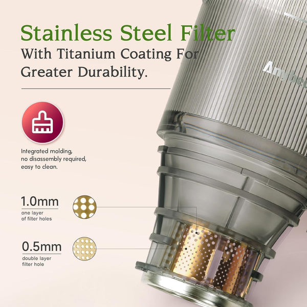 Anybear Cold Press Juicer, 200W Masticating Slow Juicer 4.3" Large Feed Chute Fit Whole Fruits Vegetables | Upgraded Auger | Tritan Materials | BPA Free | Juice Recipes (Silver)