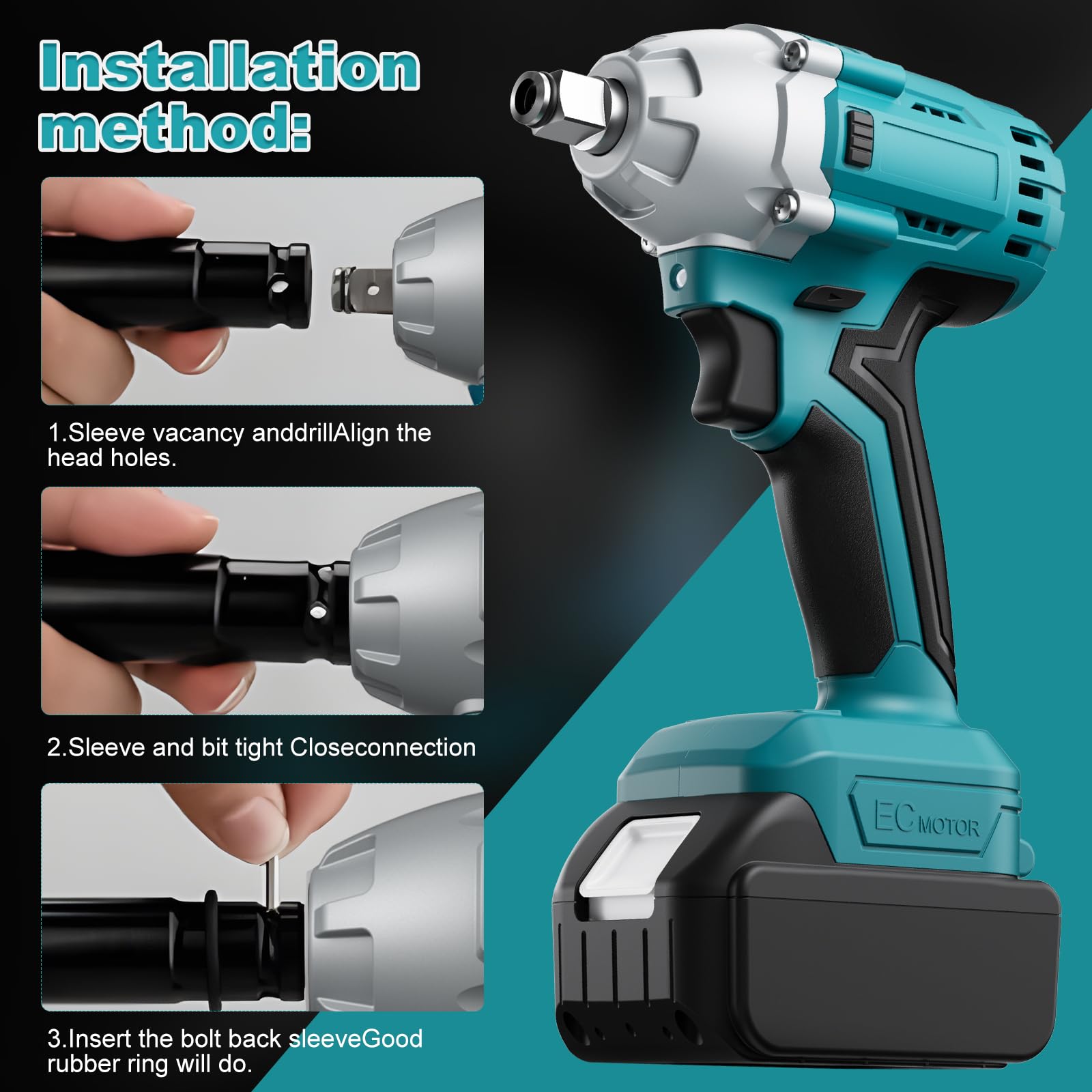 Nananuu 700Nm 3 in1 Cordless Impact Wrench Compatible with Makita 18V Lithium Battery (No Battery), Brushless Impact Wrench with 6 Sockets and LED Light for Scaffolding and Automotive Assembly