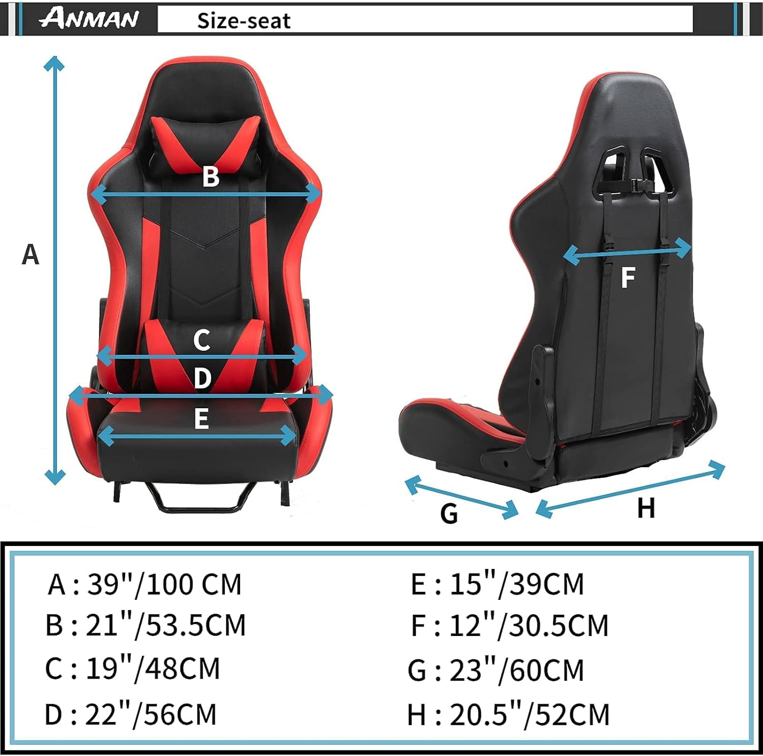 Anman Racing Simulator Cockpit-A37 fit for Logitech G25/27/29/920/923 Thrustmaster T80 T150 T248 Steering Wheel Stand with Seat Gifts for Game Lovers without Wheel Pedal and Handbrake (Red)