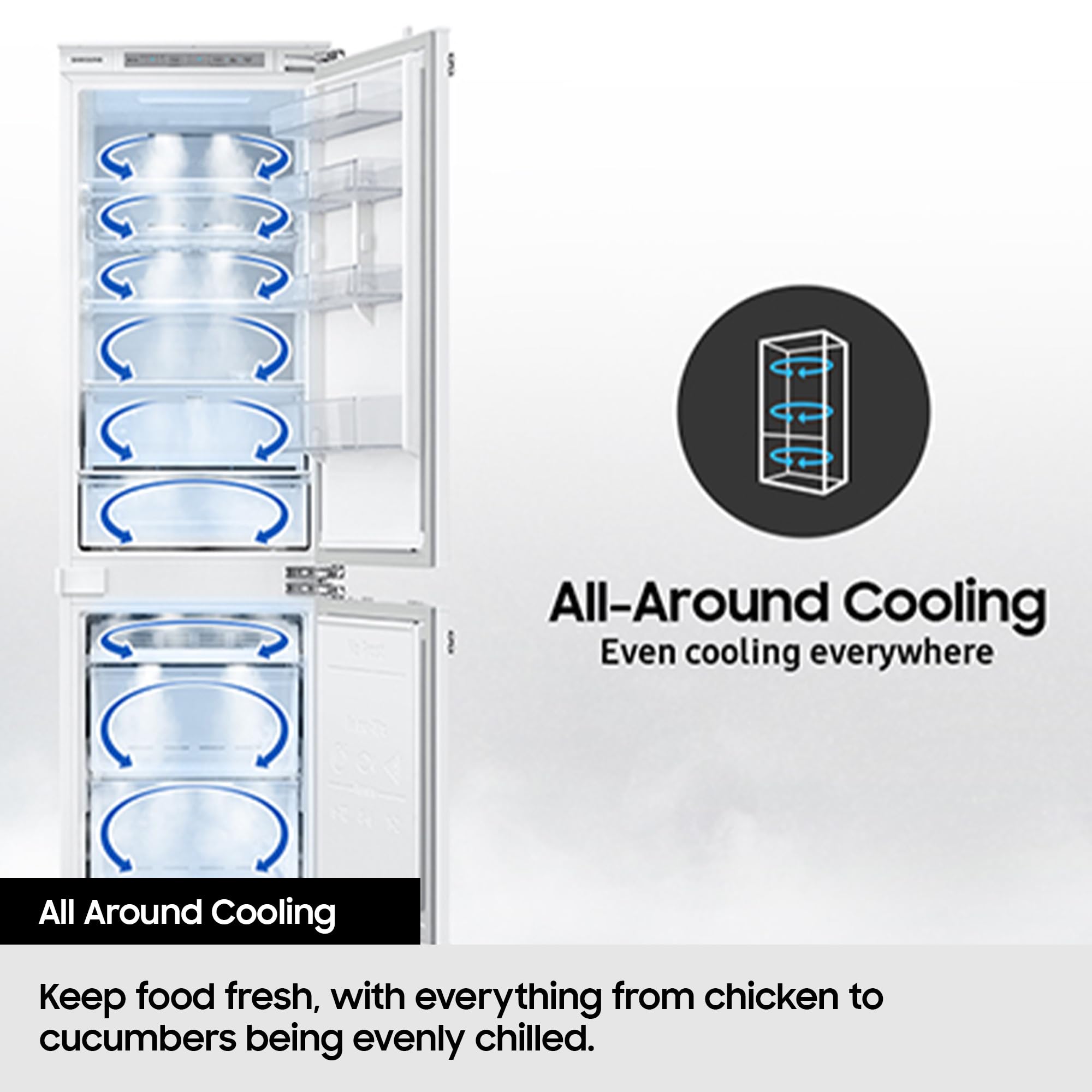 Samsung Classic Fridge Freezer, with Wine Shelf, Features Big Door Bin, All Around Cooling and SpaceMax Technologies, Silver, 7 Series, RB34C652ESA/EU