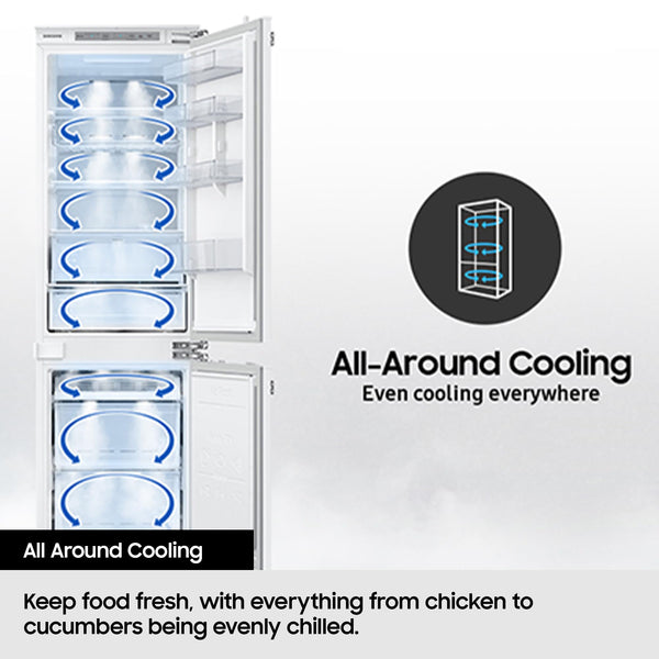 Samsung Classic Fridge Freezer, with Wine Shelf, Features Big Door Bin, All Around Cooling and SpaceMax Technologies, Silver, 7 Series, RB34C652ESA/EU