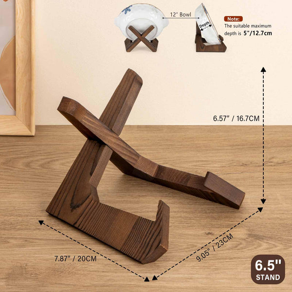 ANBOXIT Bowl Stands for Display, 3 Pack 6,5 Inch Plate Holder, Wooden Easel Frame Holder, Display Stand for Large Deep Platters and Dishes, 23 x 20 x