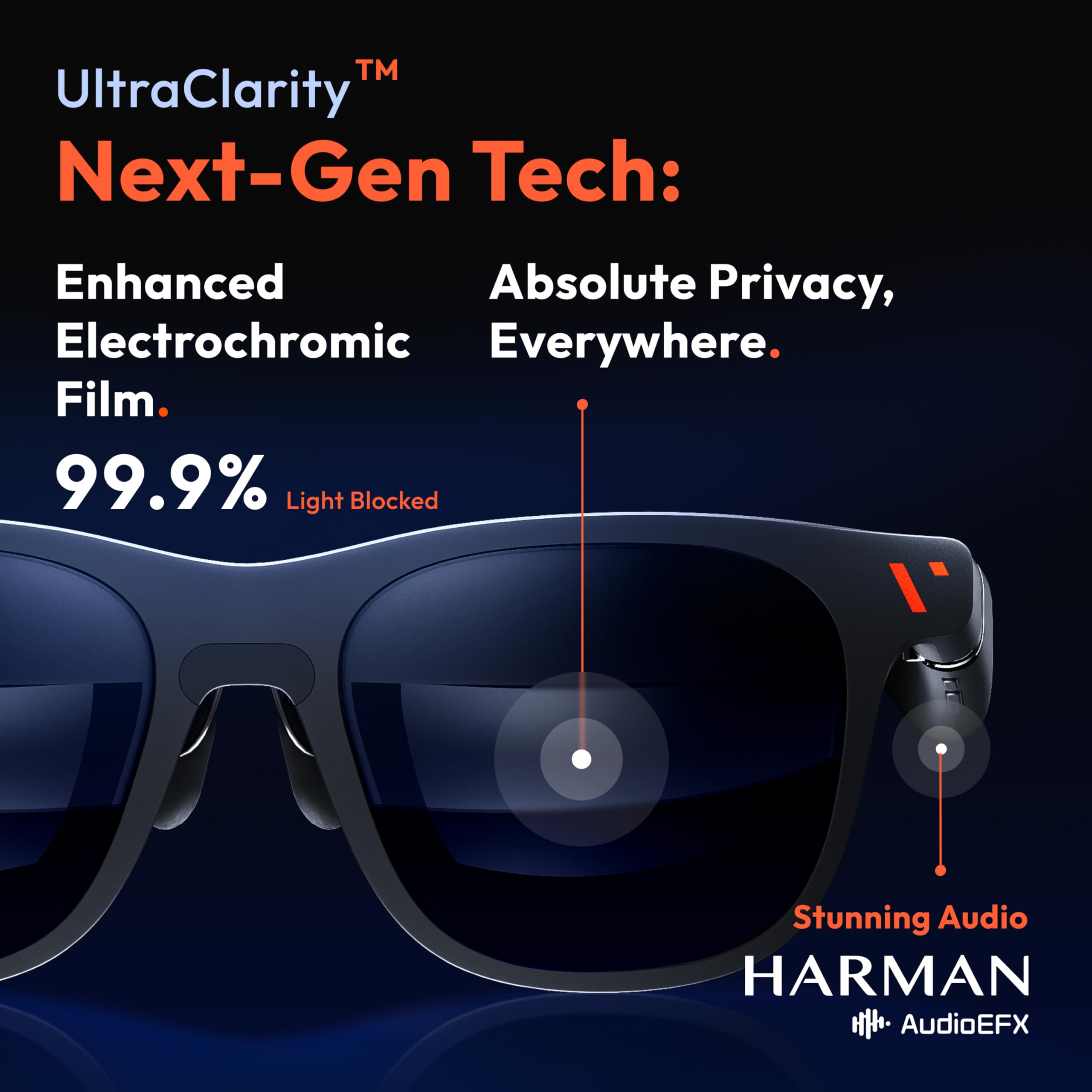 VITURE Pro XR/AR Glasses — 135" 120Hz 1000Nits UltraClarity Display, Harman Audio, Electrochromic Film, Smart Glasses for iPhone 16/15/Android/Mac/PC/Steam Deck/Gaming Consoles