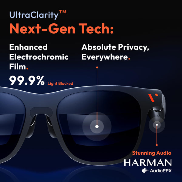 VITURE Pro XR/AR Glasses — 135" 120Hz 1000Nits UltraClarity Display, Harman Audio, Electrochromic Film, Smart Glasses for iPhone 16/15/Android/Mac/PC/Steam Deck/Gaming Consoles