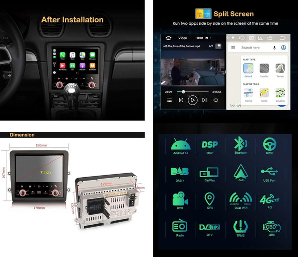 8-Core 4+64GB Android 13 Car Stereo for Porsche Cayman Boxster 718 911 981 997 Support GPS Sat Nav Carplay Android Auto DSP Bluetooth 5.0 Dual Band Wifi DAB+ TPMS DVB-T2 OBD2 PCM3.1