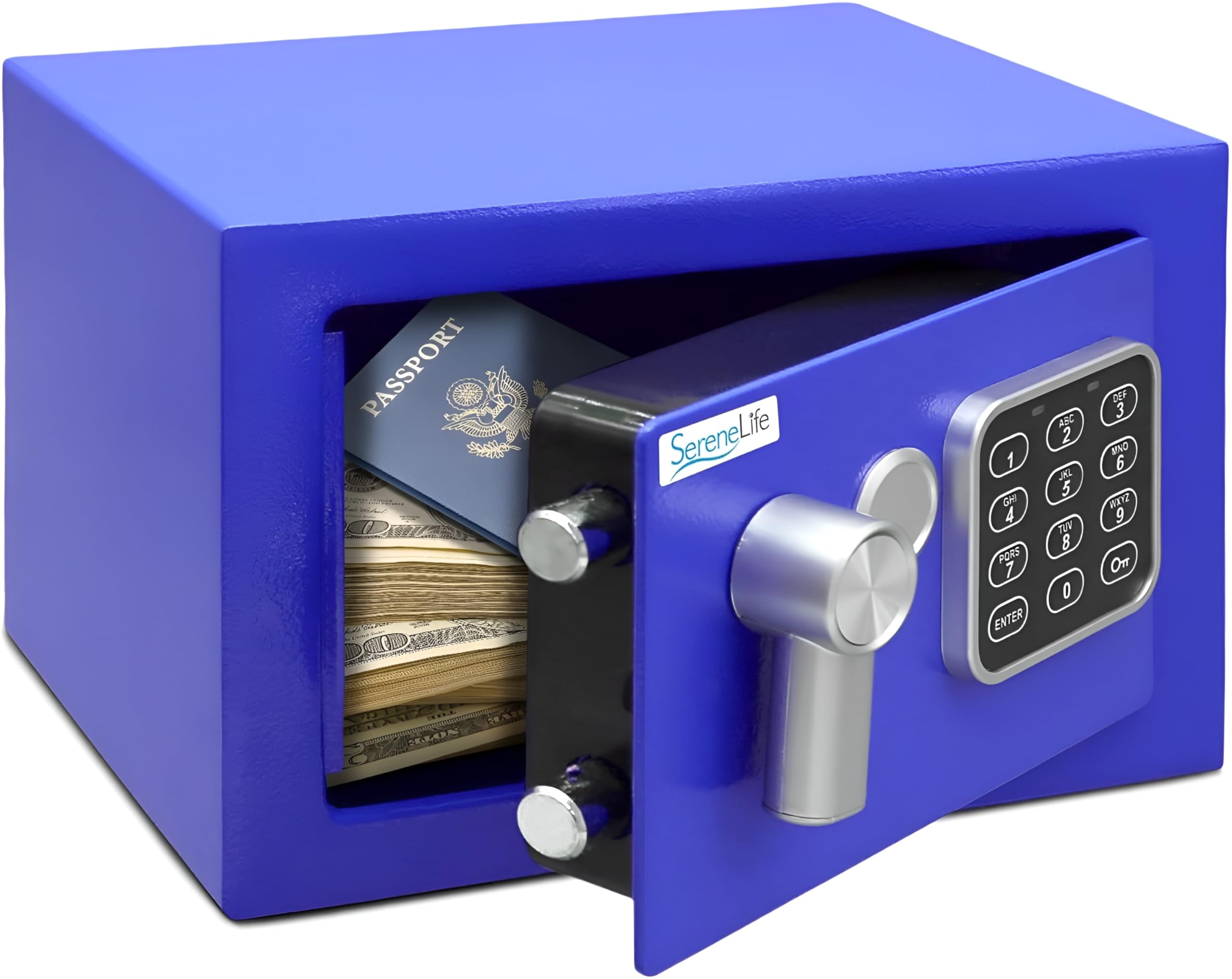 Pyle Home Safe Box Locker, Small Money Safe, Mini Fireproof Safes, Wall & Floor Steel Vault, Electronic Digital Keypad, 2 Keys, 23.1 × 17 × 17cm, Secure for Cash, Guns, Jewelry & More - Red