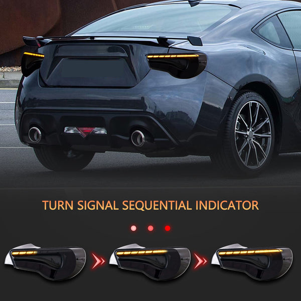 VLAND Rear Lights for GT86 FT86 2012-2020 BRZ 2013-2020 Tail Lights Assembly with Sequential Turn Signal (smoked a)