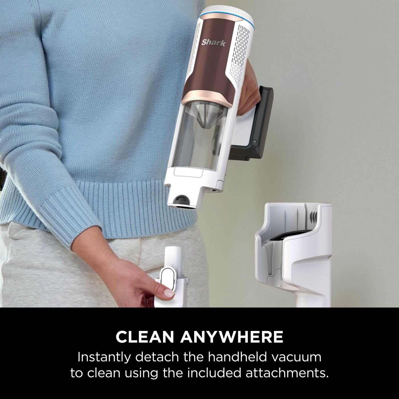 Shark PowerDetect Cordless Vacuum Cleaner, DuoClean Detect, Reverse Clean, Anti Hair Wrap Plus, Lightweight, 70 Min Runtime, Pet, Crevice & Multi-Surface Tools, Flexible, Handheld Mode, Grey IP1251UKT