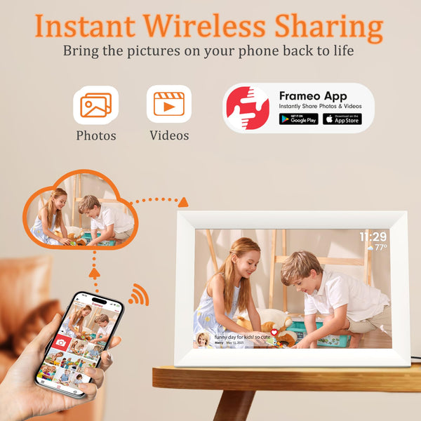 Hesmor 15.6 Inch Digital Photo Frame WiFi Frameo Picture Frame, 1920x1080 FHD IPS Touchscreen, 32GB Auto Rotate, Electronic Photo Frames Share Photos/Videos Anywhere