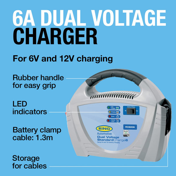 Ring RCB212, 12A Battery Charger, 12V Lead Acid and Gel Batteries, Vehicles up to 3.0L